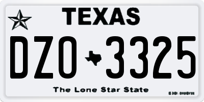 TX license plate DZO3325