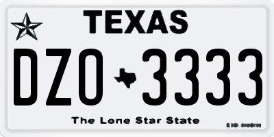 TX license plate DZO3333