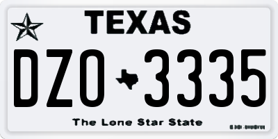TX license plate DZO3335