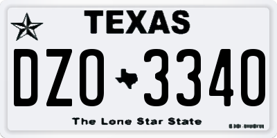 TX license plate DZO3340