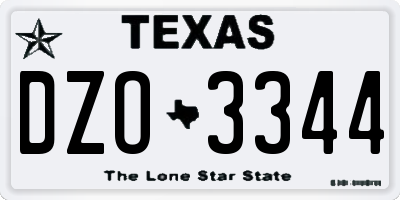 TX license plate DZO3344