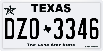 TX license plate DZO3346