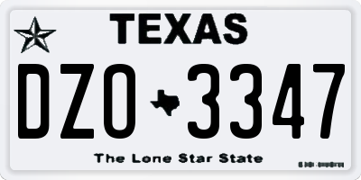 TX license plate DZO3347