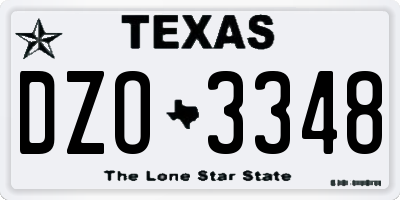 TX license plate DZO3348