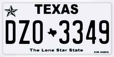 TX license plate DZO3349