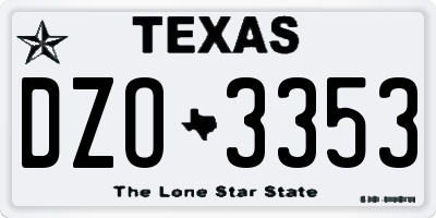 TX license plate DZO3353