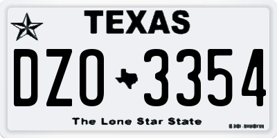 TX license plate DZO3354