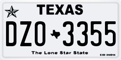 TX license plate DZO3355