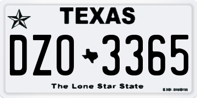 TX license plate DZO3365