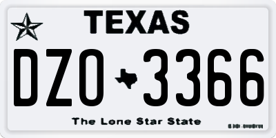 TX license plate DZO3366