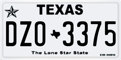 TX license plate DZO3375