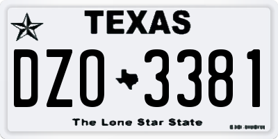 TX license plate DZO3381
