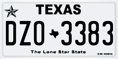 TX license plate DZO3383