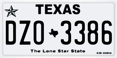 TX license plate DZO3386