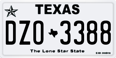 TX license plate DZO3388