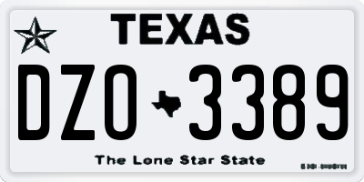 TX license plate DZO3389