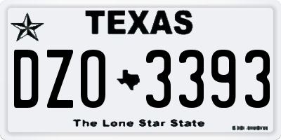 TX license plate DZO3393