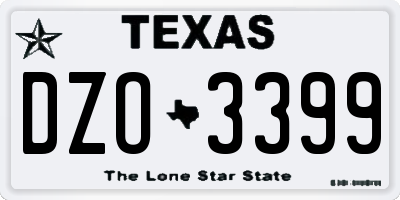 TX license plate DZO3399