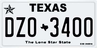 TX license plate DZO3400