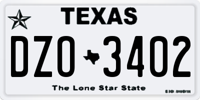 TX license plate DZO3402