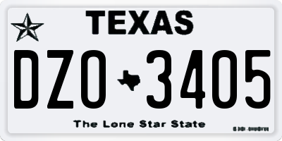 TX license plate DZO3405