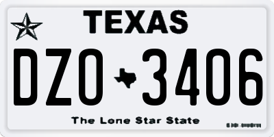 TX license plate DZO3406