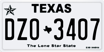 TX license plate DZO3407