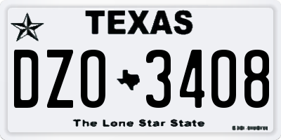 TX license plate DZO3408
