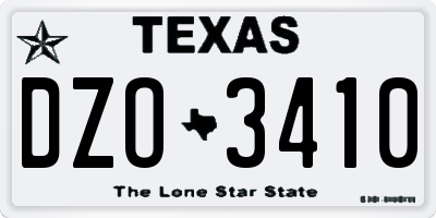 TX license plate DZO3410