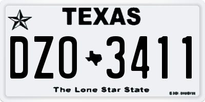 TX license plate DZO3411