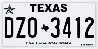 TX license plate DZO3412