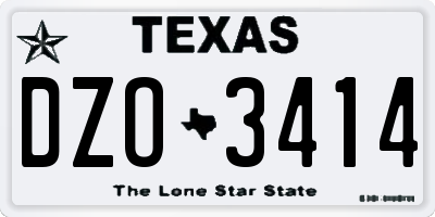 TX license plate DZO3414