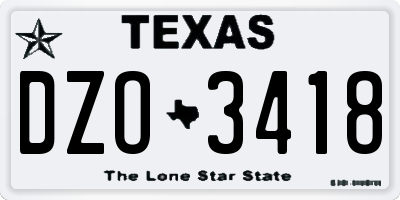 TX license plate DZO3418
