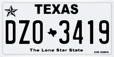 TX license plate DZO3419