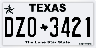 TX license plate DZO3421