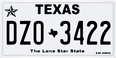 TX license plate DZO3422