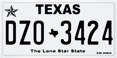 TX license plate DZO3424