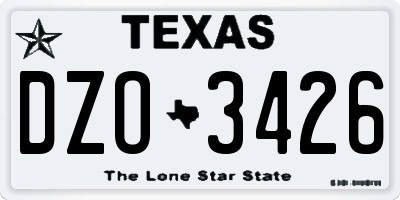 TX license plate DZO3426