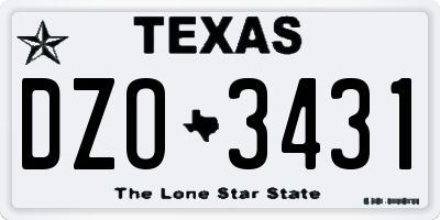 TX license plate DZO3431