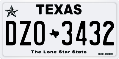 TX license plate DZO3432