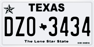 TX license plate DZO3434