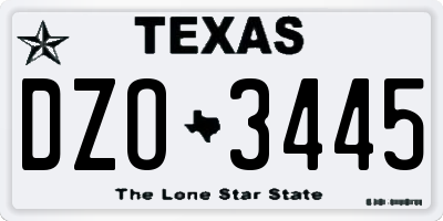 TX license plate DZO3445