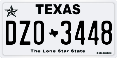 TX license plate DZO3448
