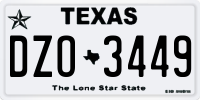 TX license plate DZO3449