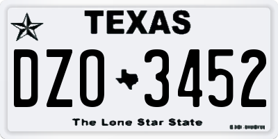 TX license plate DZO3452