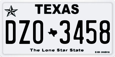 TX license plate DZO3458