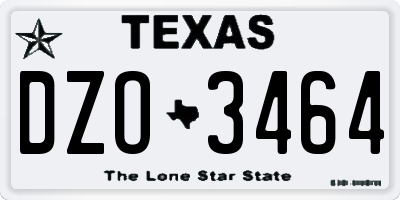 TX license plate DZO3464