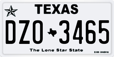 TX license plate DZO3465