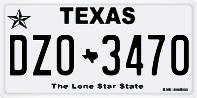 TX license plate DZO3470