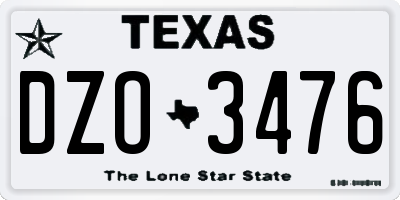 TX license plate DZO3476